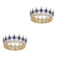 thumbnail image 1 of ZheElen Alloy Durable And Non-deforming Rhinestone For Wedding Or Cosplay Family Wedding Hair Crown Gold  + sapphire 2Set, 1 of 6