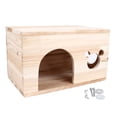 thumbnail image 2 of Animal Wooden House, Animal Hideout Hut Bottomless Simple Design  for Rabbit for Cats, 2 of 7