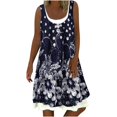 thumbnail image 2 of HKEJIAOI Liquidation des Ventes Robe Fleurie pour Femmes Robe d'Anniversaire pour Femme Col Rond Imprimé Ample Décontractée Mode Faux Deux-Pièces Sans Manches Robe Noire, 2 of 7