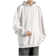 Mens Fashion Hoodies Mens Western Pullover Plain Sweatshirts Gym Sweatshirt Mens Long Sleeve Sweater Men Oversized Sweater Mens Sweat Shirts, White, XXL