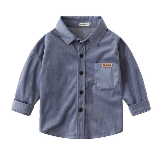 Yuyuzo Boys Toddler Clothes Long Sleeve Lapel Collared Button down Shirts Baby Fall Solid Color Jackets with Pockets