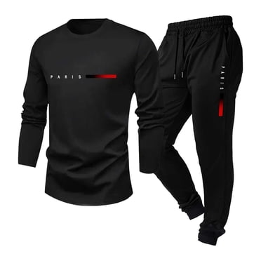 Men's Suit Set for Daily Casualwear Fashion Tracksuit with Long Sleeve Hoodie and Jogger Pants Comfortable All-Season for Everyday Athleisure