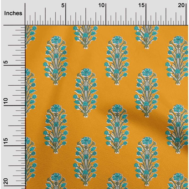 oneOone Georgette Viscose Fabric Leaves & Floral Block Fabric Prints By Yard 42 Inch Wide