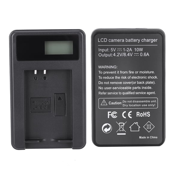 Portable Battery Charger SEIVI E12 Camera Battery LCD Charging Display USB Intelligent Desktop Chargers For 100D M M2 M10 Single Slot