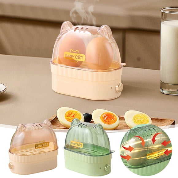 Vacemry Cuiseur d'Oeufs 2 Pcs avec Arrêt Automatique, Cuiseur d'Oeufs Électrique pour Oeufs Durs, Mollets et Pochés, Machine à Déjeuner pour Maison, Dortoir, Bureau, Cuisine, Cuiseur d'Oeufs Compact avec Surchauffe