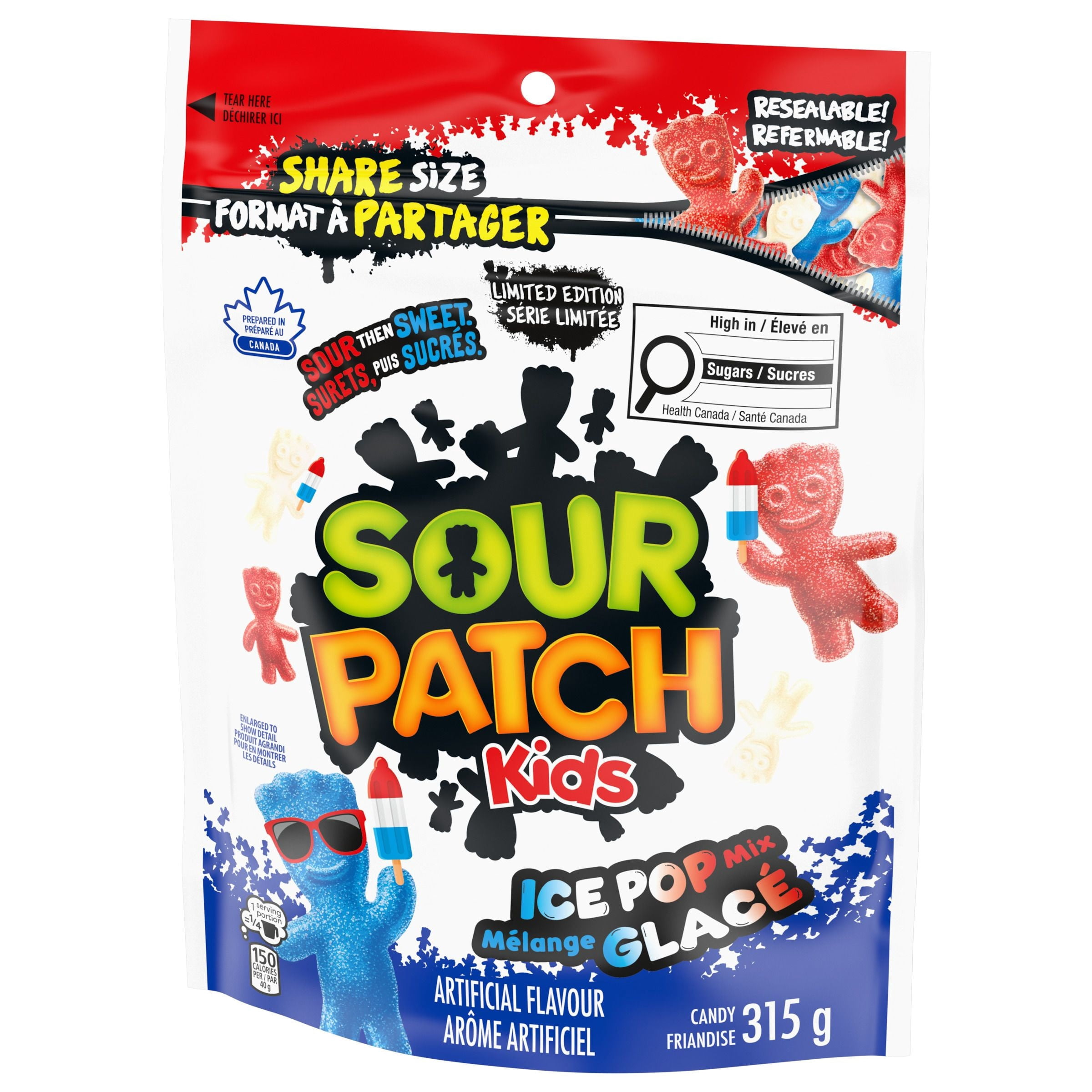 Friandise SOUR PATCH KIDS, Mélange glacé, Surets puis sucrés, Préparé au Canada