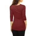 thumbnail image 3 of INSPIRE CHIC Women's Cowl Neck Buttons Decor Long Sleeves Ruched Top, 3 of 6