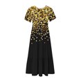 thumbnail image 2 of Robe à Manches Courtes Imprimée pour Femme, Robe Décontractée à Col Rond avec Motif Intégral, Robe Légère en Polyester Lavable à la Machine pour Usage Quotidien, 2 of 5