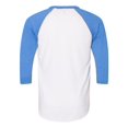 thumbnail image 2 of 5050 Raglan Three-Quarter Sleeve Tee, XL, WhiteHeather Lake Blue, 2 of 2