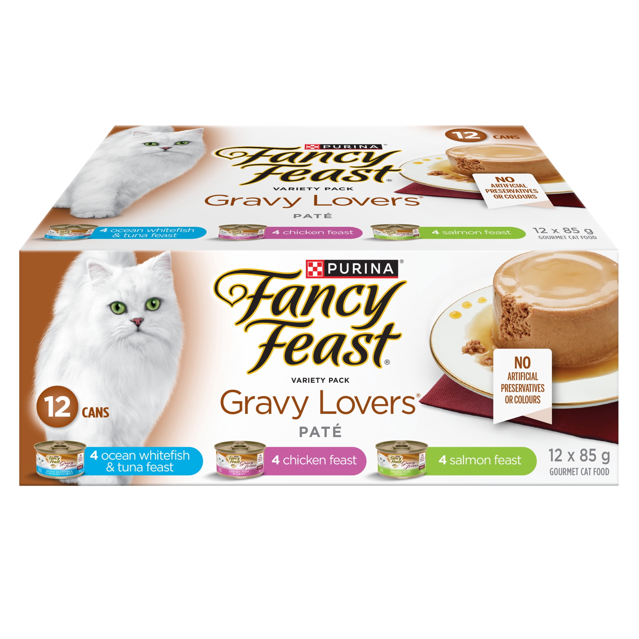 Fancy Feast Gravy Lovers Paté Assorted Variety Pack, Wet Cat Food 85 g x 12