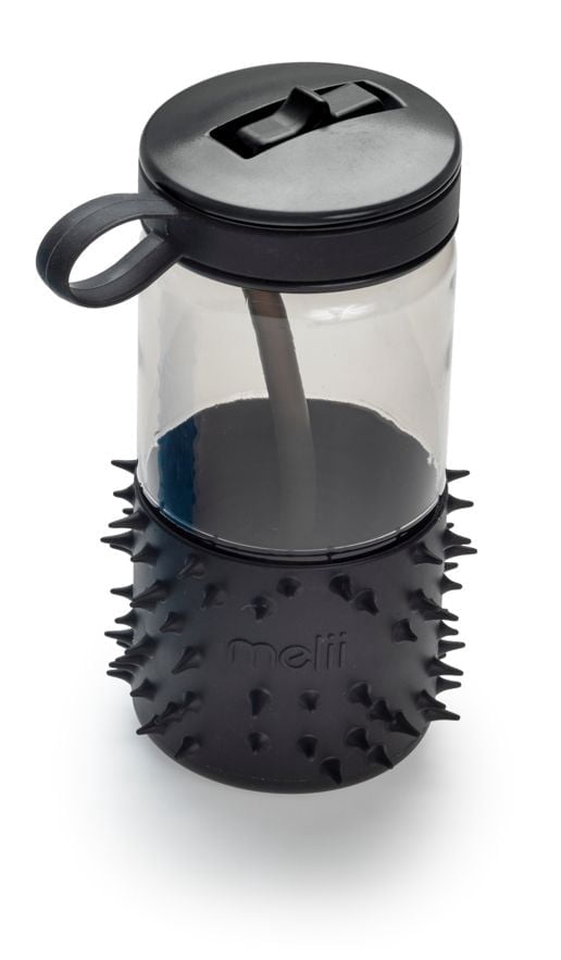 Melii Spikey Water Bottle with Straw and Handle for Toddlers and Children - black - 17 oz / 503 ml - 1 unit