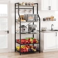 thumbnail image 1 of Bakers Rack, Farmhouse Microwave Oven Stand with 2 Large Metal Wire Basket, 5 Tier Utility Storage Shelf with 8 Hooks, 1 of 9