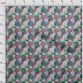 thumbnail image 4 of oneOone Tissu Viscose Georgette Turquoise Vert Floraux Matériel de Robe Tissu Imprimé Tissu au Mètre 42 Pouces de Large, 4 of 4