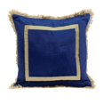 thumbnail image 1 of HomeRoots 402691 Boho Bleu avec Or Franges Décoratif Carré Coussin de Jeter, 1 of 1