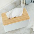 thumbnail image 3 of Wood Tissue Box Cover for Disposable Paper Facial Tissues, Wooden Rectangular Tissue Box Holder for Storage on Bathroom Vanity, Night Stand, Desk, 3 of 5