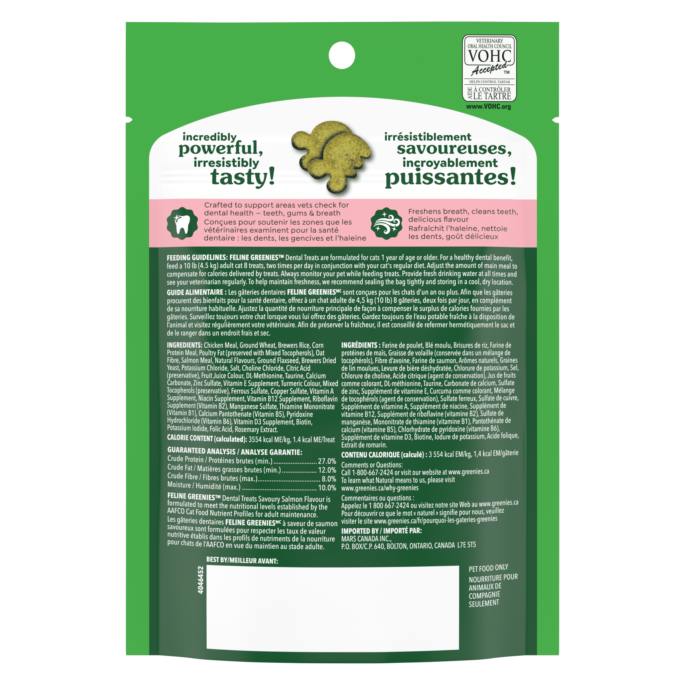Gâteries dentaires pour chats adultes Greenies, saveur de saumon aromatique