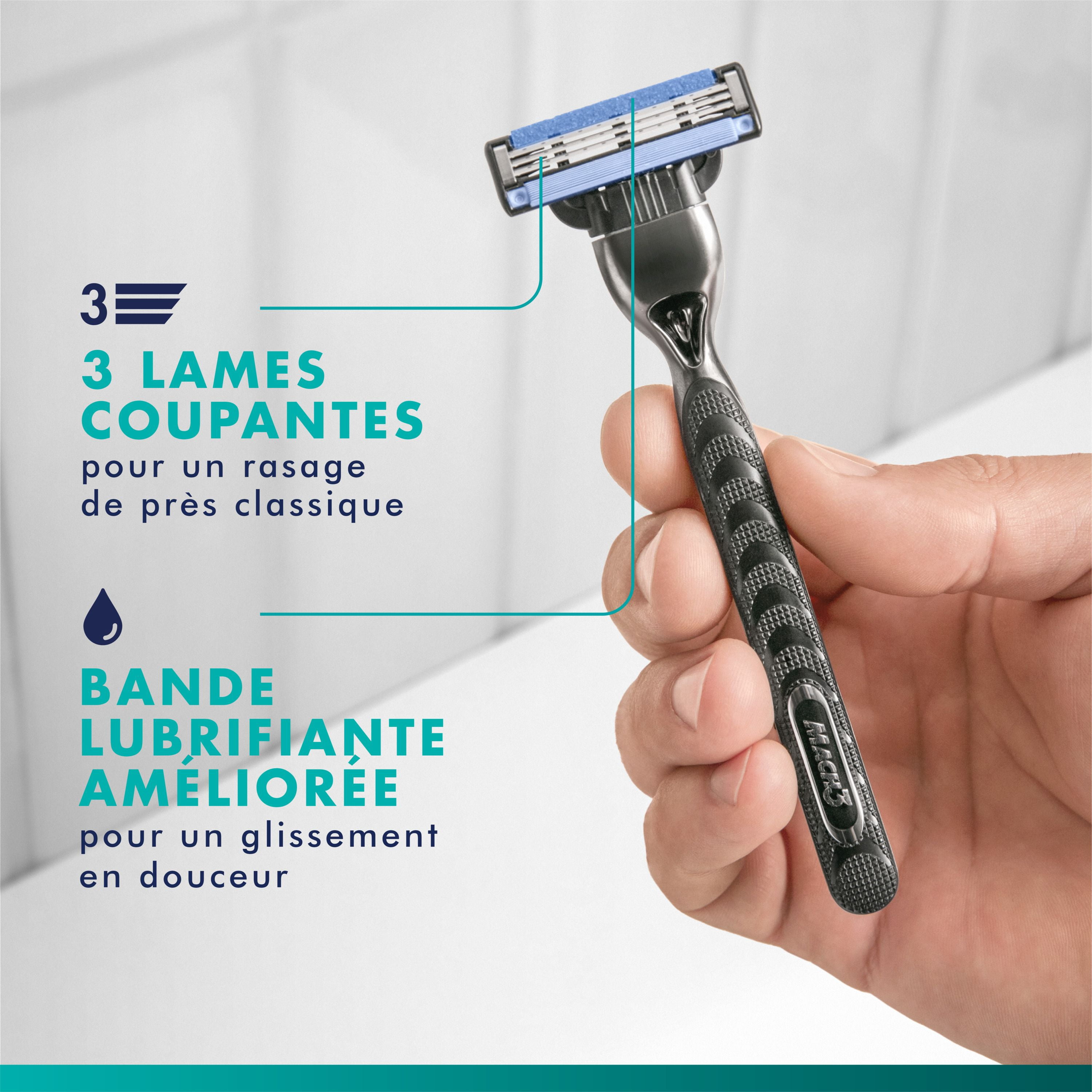 Gillette Mach3 Recharges de Lames de Rasoir Cartouches de Rasoir, Recharges de Rasoir pour Hommes avec Bande Lubrifiante, Lames de Rasoir à 3 Lames pour un Rasage de Près 12ct