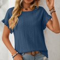 thumbnail image 1 of AherBiu T-Shirts pour Femmes Tendance Col Rond Manches Courtes T-Shirts Décontractés d'Été Plissés T-Shirt Uni Hauts, 1 of 7