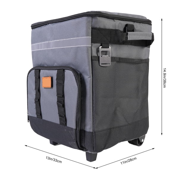 Glacière Roulante 43 L – Double Fermeture éclair, Poignée Télescopique, Tissu Oxford Imperméable – Pour Camping, Pique-nique, Plage, Courses