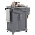 thumbnail image 1 of HOMCOM Kitchen Island, Rolling Kitchen Cart with Stainless Steel Top, Grey, 1 of 10