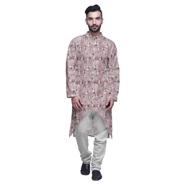 Atasi Long Sleeve Kurta Printed Button Down Asymmetric Designer Kurta For Boys