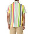thumbnail image 3 of INSPIRE CHIC Men's Striped Short Sleeves Shirts Button Down Print Hawaiian Shirt S Yellow Gray, 3 of 6