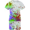 thumbnail image 3 of Men Print Short Sleeves Casual Beach Short Sleeve Round-Neck Blouses & Sets, 3 of 5