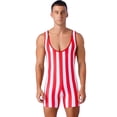 thumbnail image 1 of XUNZOO Costume pour Homme Fort, Combinaison Débardeur de Lutte à Rayures, Body de Cirque, Costume Musculaire pour Rouge&Blanc 3TG, 1 of 7