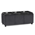 thumbnail image 3 of Simpli Home Avalon Rectangle Storage Ottoman with 3 Flip Over Serving Trays, Distressed Black Faux Leather, 3 of 5