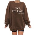 thumbnail image 2 of Nouveau Womens Tops 2023 Print Ample Col Rond Manches Longues Molleton Décontracté Coupe Oversize Pull-Shirt for Women, 2 of 8