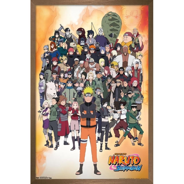 Naruto Shippuden - Affiche Murale de Groupe, 22,375 Po x 34 Po Mettant en Vedette un Grand Groupe de Personnages de l'Anime Naruto Shippuden avec Naruto Uzumaki dans Sa Tenue signature orange et Noire à l'Avant et au Centre, sur Fond orange Ardent, Imprimée sur Papier Lustré pour des Couleurs Vives, art Mural d'Anime Idéal pour Chambres, Bureaux, Dortoirs Ou Décorations de Fêtes à Thème.