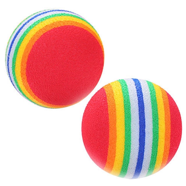 2PCS Christmas Cat Toy Ball Funny Rainbow Design Pet Playing Ball Kitten Toy