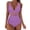 Purple, variant on Wiyuqeen Mash Patchwork Swimsuits Women One Piece Summer Sheer Bathing Suits Tummy Control Bikini Beachwears Solid Color V Neck Monokinis