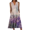 thumbnail image 1 of Ovzne Robes pour Femmes 2025 Robe d'Été Robe d'Été Décontractée pour Femmes Dégradé Sans Manches Col en V Longue Robe Robe de Vacances Liquidation, 1 of 4