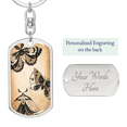 thumbnail image 2 of Celestial Butterflies Stainless Steel or 18k Gold Premium Swivel Dog Tag Keychain, 2 of 8