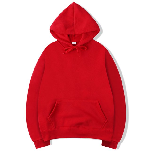 MAWCLOS Ladies Sweatshirt Pocket Hoodies Solid Color Hooded Tops Casual Fall Drawstring Pullover Red XL