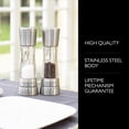 thumbnail image 2 of Cole & Mason Derwent Salt and Pepper Mill Gift Set - Stainless Steel Mills - Refillable & Adjustable Salt and Pepper Set - Sea Salt Grinder - Sea Salt and Peppercorns Included - Stainless Steel, 2 of 7