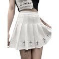 thumbnail image 1 of Gupgi Women High Waist Gothic Punk Mini Skirts, Cross Pattern Mini Pleated Skirt, 1 of 9
