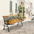 thumbnail image 4 of Patio Park Garden Bench Porch Path Chair Deck Cast Iron Hardwood, 4 of 10