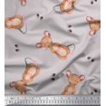 thumbnail image 1 of Soimoi Gray Poly Georgette Fabric Footprints & Mouse Kids Printed Fabric 1 Yard 42 Inch Wide, 1 of 5