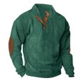 thumbnail image 1 of Birdeem Mode Homme Décontracté Sport Col Montant Bouton Patchwork Chandail à Manches Longues Blouse, 1 of 1