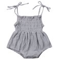 thumbnail image 1 of Newborn Infant Baby Girl Cotton Sling Solid Color Lace Stretch Ruched Jumpsuit Wine Red 0-3 Months, 1 of 9