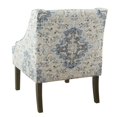 thumbnail image 4 of HomePop Traditional Fabric Swoop Arm Accent Chair in Antiqued Blue, 4 of 9