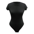 thumbnail image 3 of 2025 1 Pce Maillot de Bain pour Femmes à Col Rond Maillot de Bain pour Femmes Grande Taille Col Ras du Cou Manches Courtes Justaucorps Jaune Bikini Nuage Collection T-Shirt Hauts de Bikini en Latex Couleur Unie, 3 of 7
