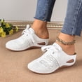 thumbnail image 3 of Wedge Clogs for Women Slip on Mules Shoes Comfortable Lace up Closed Toe Backless Summer Sandals, 3 of 7