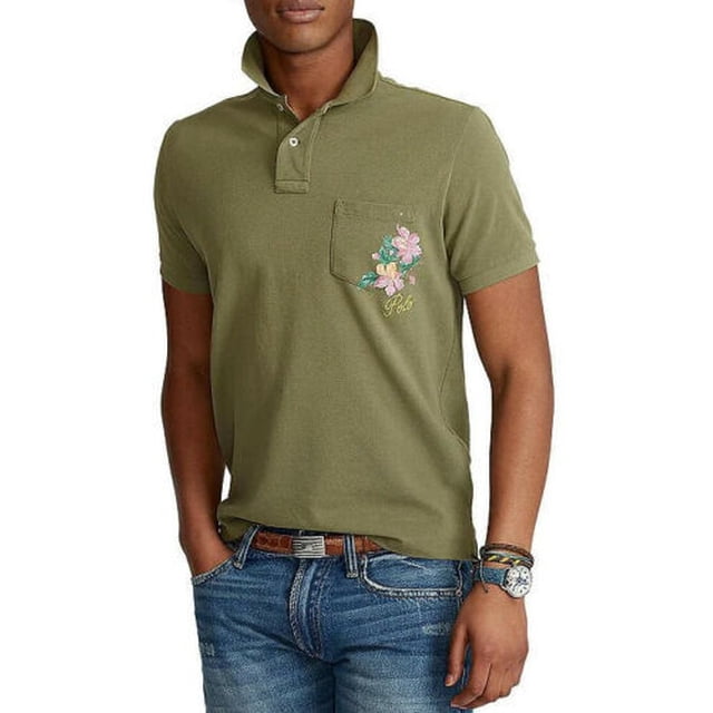 Polo Ralph Lauren Pocket Floral Shirt Olive ( XXL )