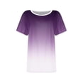thumbnail image 3 of Haut à Manches Courtes pour Femme, Blouse Décontractée à Imprimé Dégradé avec Détail Patchwork, T-Shirt à Col Rond pour le Quotidien, 3 of 5