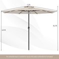 thumbnail image 3 of Costway Parasol de Patio 12 Pi Parasol de Marché Extérieur avec Manivelle 8 Nervures Robustes Beige, 3 of 10