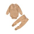 thumbnail image 1 of Xingqing Newborn Infant Baby Girl Boy Fall Winter Clothes Rib Knit Romper Footie Pants Outfits Sleeper, 1 of 7