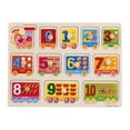 thumbnail image 1 of Jindong Kids Wooden Peg Puzzles Set with Alphabet Numbers Fruits Animals and Vehicles, 1 of 9